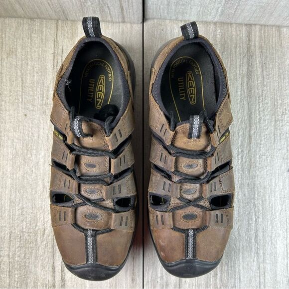KEEN Utility Atlanta II Brown Leather Steel Toe Sandal Shoe Mens Size 9 EE Wide - Picture 6 of 10